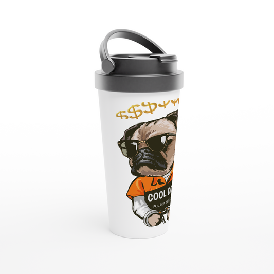 “Cool dog” White 15oz Stainless Steel Travel Mug